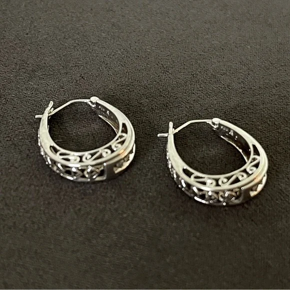 Elegant Sterling Silver 1/4 cttw Natural Diamond Hoop Earrings - Picture 6 of 9